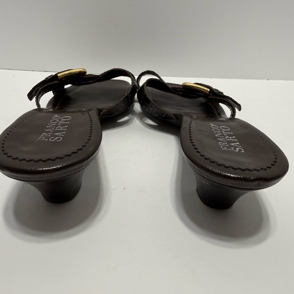 Franco Sarto Dark Brown Croc-Embossed Kitten Heel Buckle Mule Sandals Sz 9.5 - Picture 3 of 9